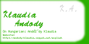 klaudia andody business card